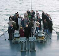 10 October 2003 Commemorations on board the L.E. Aoife at the site of the R.M.S. Leinster wreck.